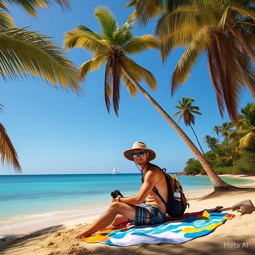 "Solo traveler snorkeling in Curaçao" "Hostel common room in Barbados" "Group boat tour in Exumas"